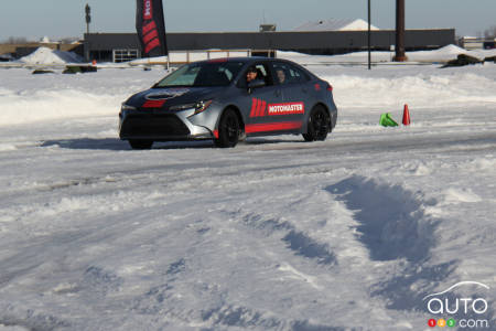 A Corolla in action with the Winter Edge II tires